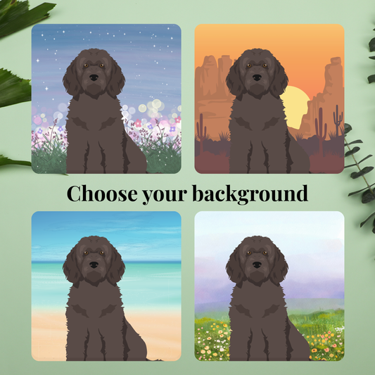Portuguese Water Dog set of 2 4x4 Coasters