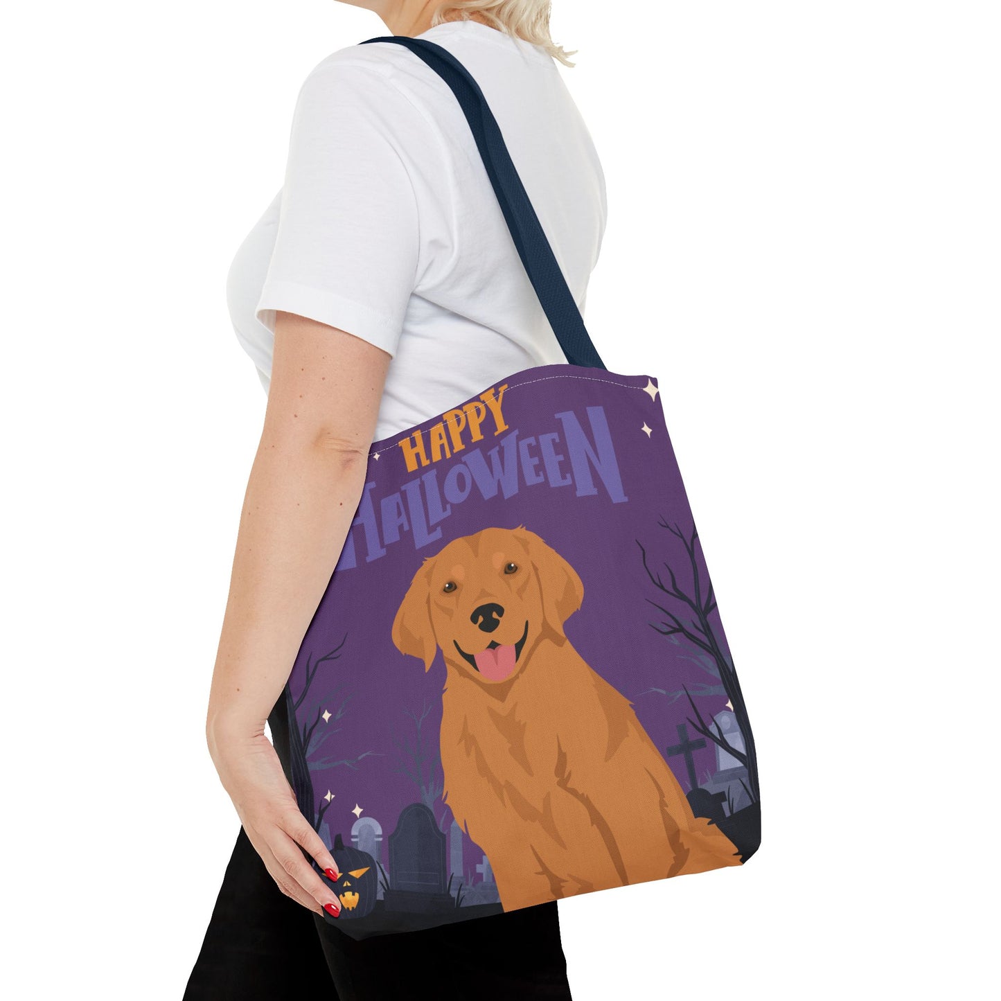 Golden Retriever Dog Happy Halloween Tote Bag 16x16