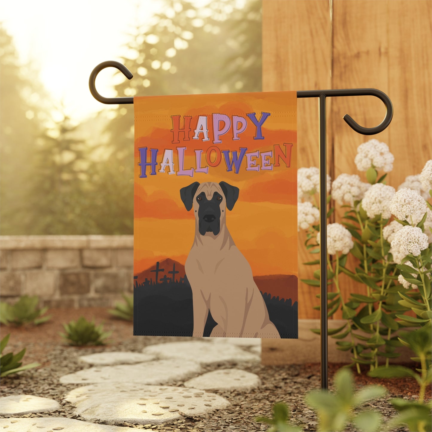 Great Dane Dog Halloween Garden Flag