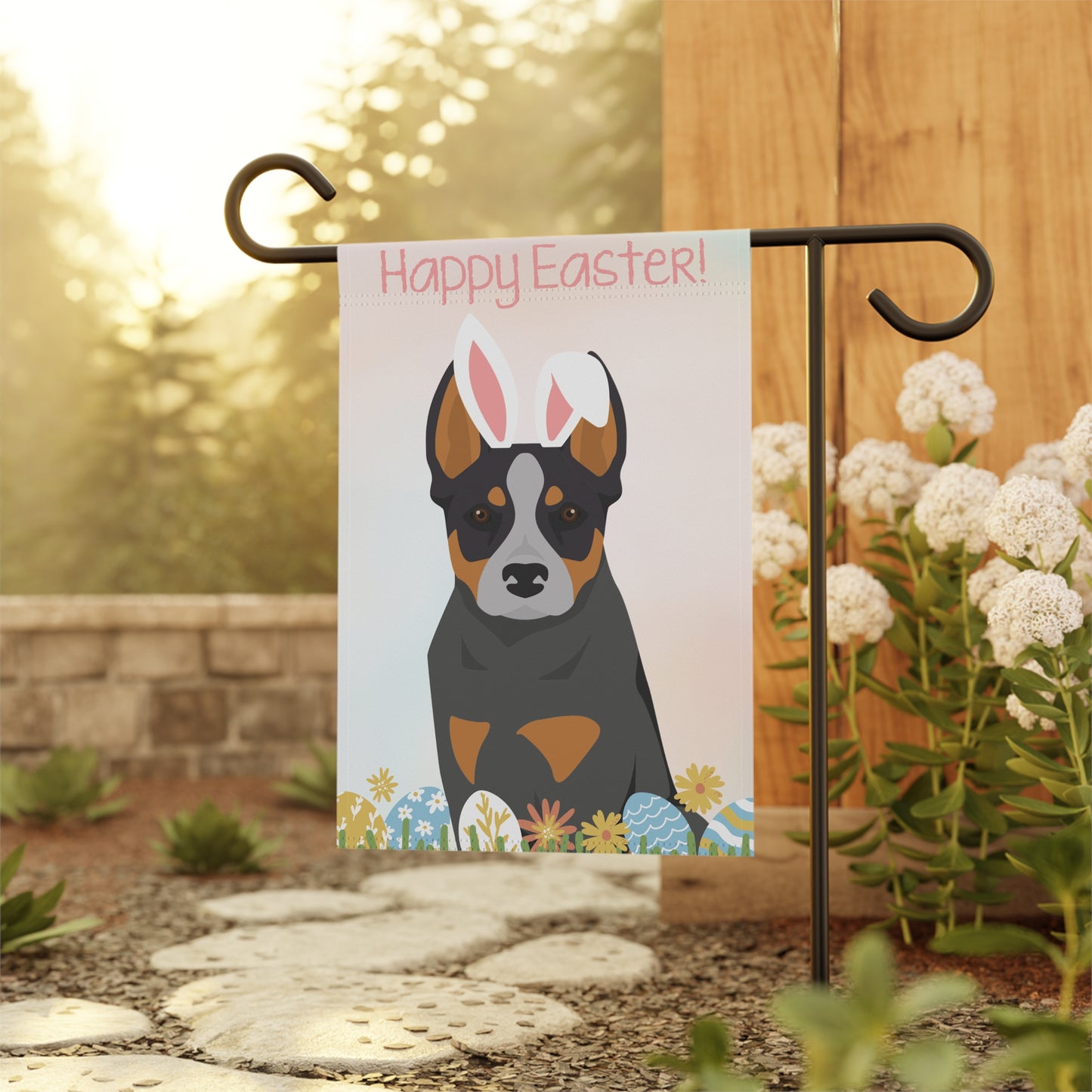 Australian Cattle Dog Happy Easter Garden Flag
