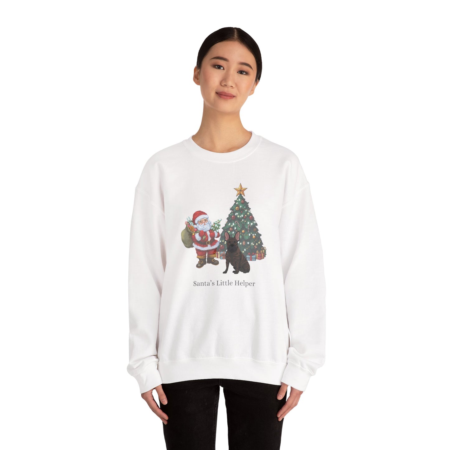 French Bulldog Dog Santa's Little Helper Unisex Heavy Blend Crewneck Sweatshirt