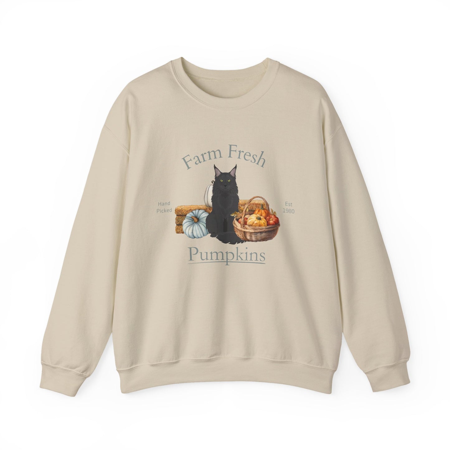 Maine Coon Cat Fall Farm Fresh Unisex Heavy Blend Crewneck Sweatshirt