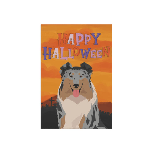 Collie Dog Halloween Garden Flag