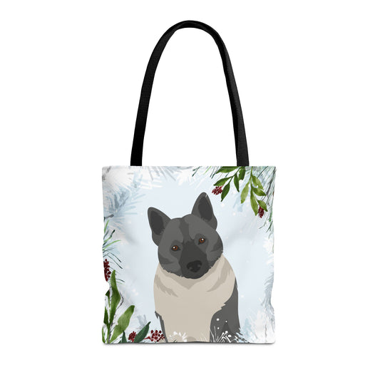 Norwegian Elkhound Dog Christmas Holiday Tote Bag 16x16