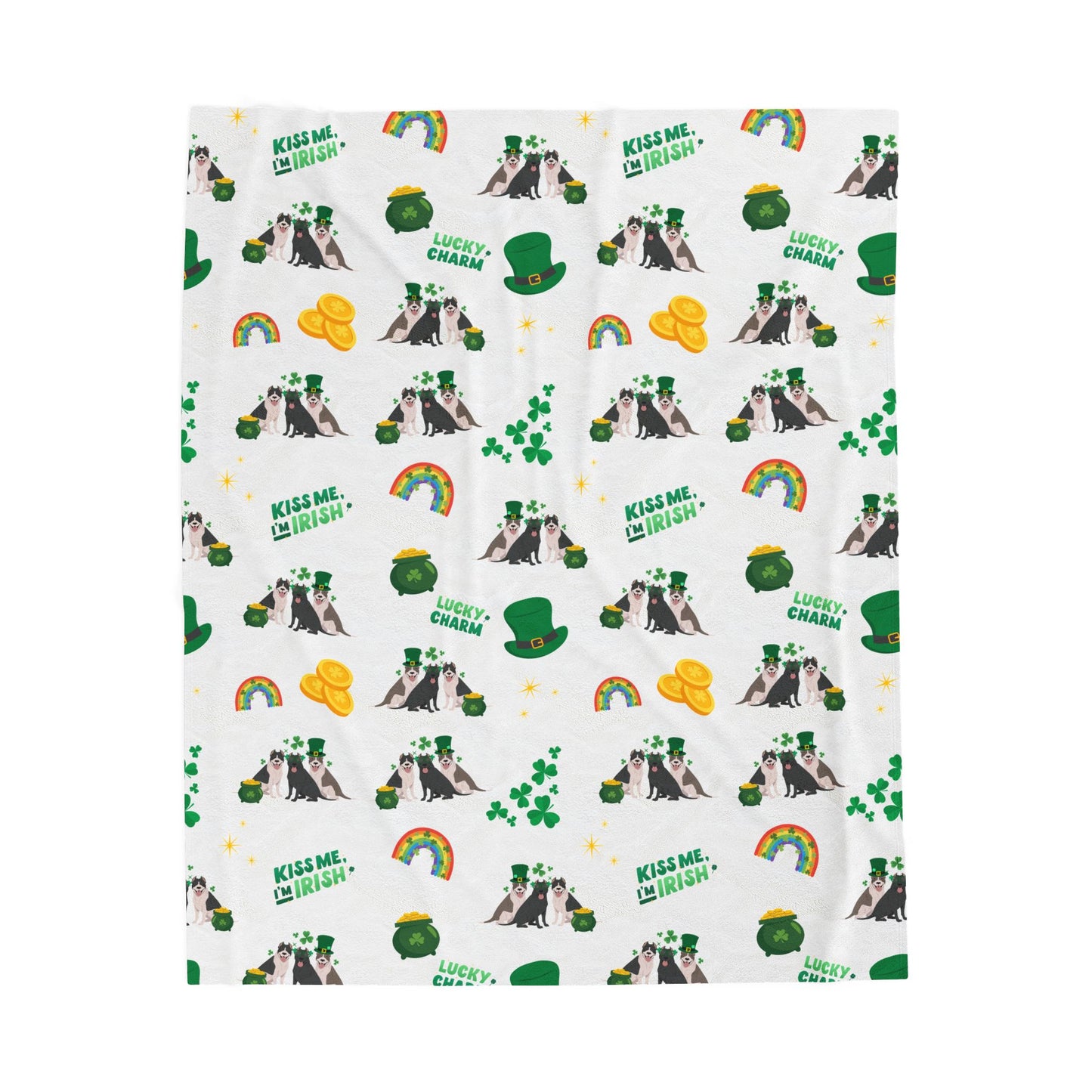 American Pit Bull Terrier Dog Dog St Patrick’s Day Velveteen Plush Blanket