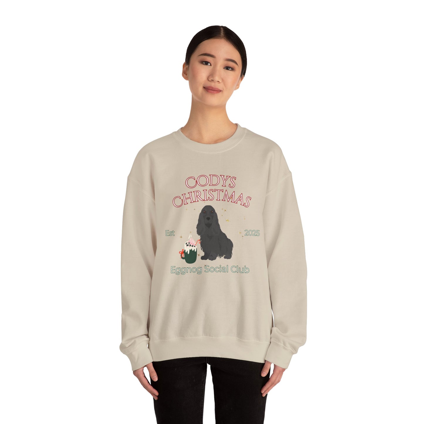 English Cocker Spaniel Dog Christmas Social Club Unisex Heavy Blend Crewneck Sweatshirt Custom Name