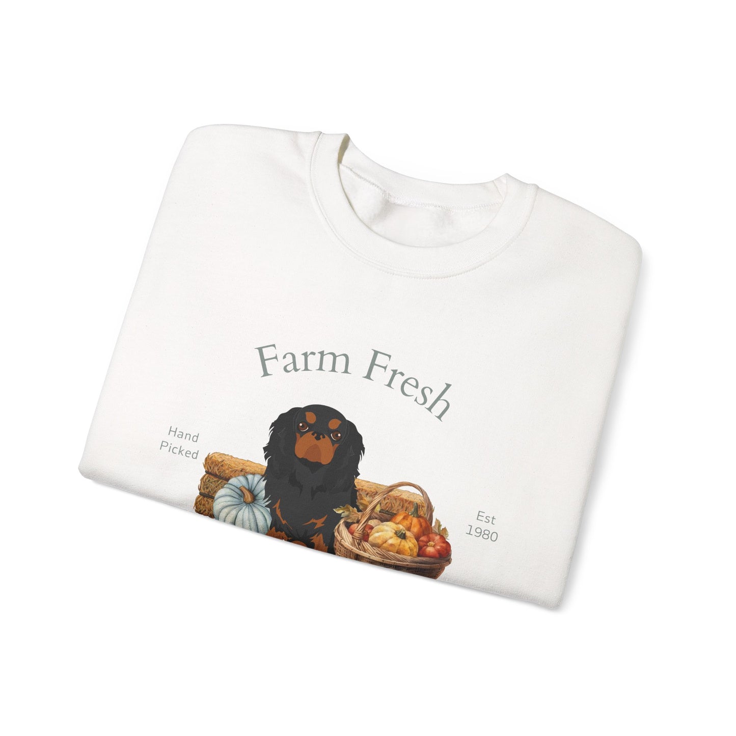 English Toy Spaniel Dog Fall Farm Fresh Unisex Heavy Blend Crewneck Sweatshirt
