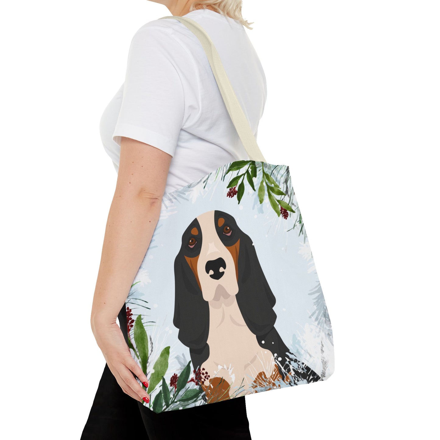 Basset Hound Dog Christmas Holiday Tote Bag 16x16