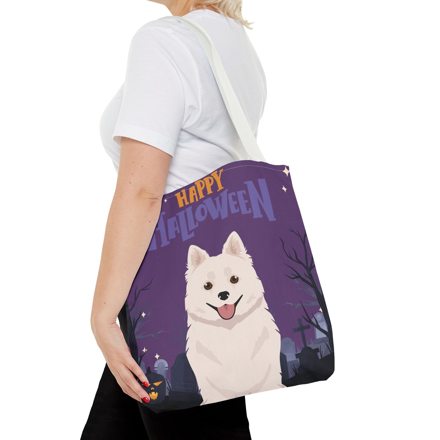 American Eskimo Dog Dog Happy Halloween Tote Bag 16x16