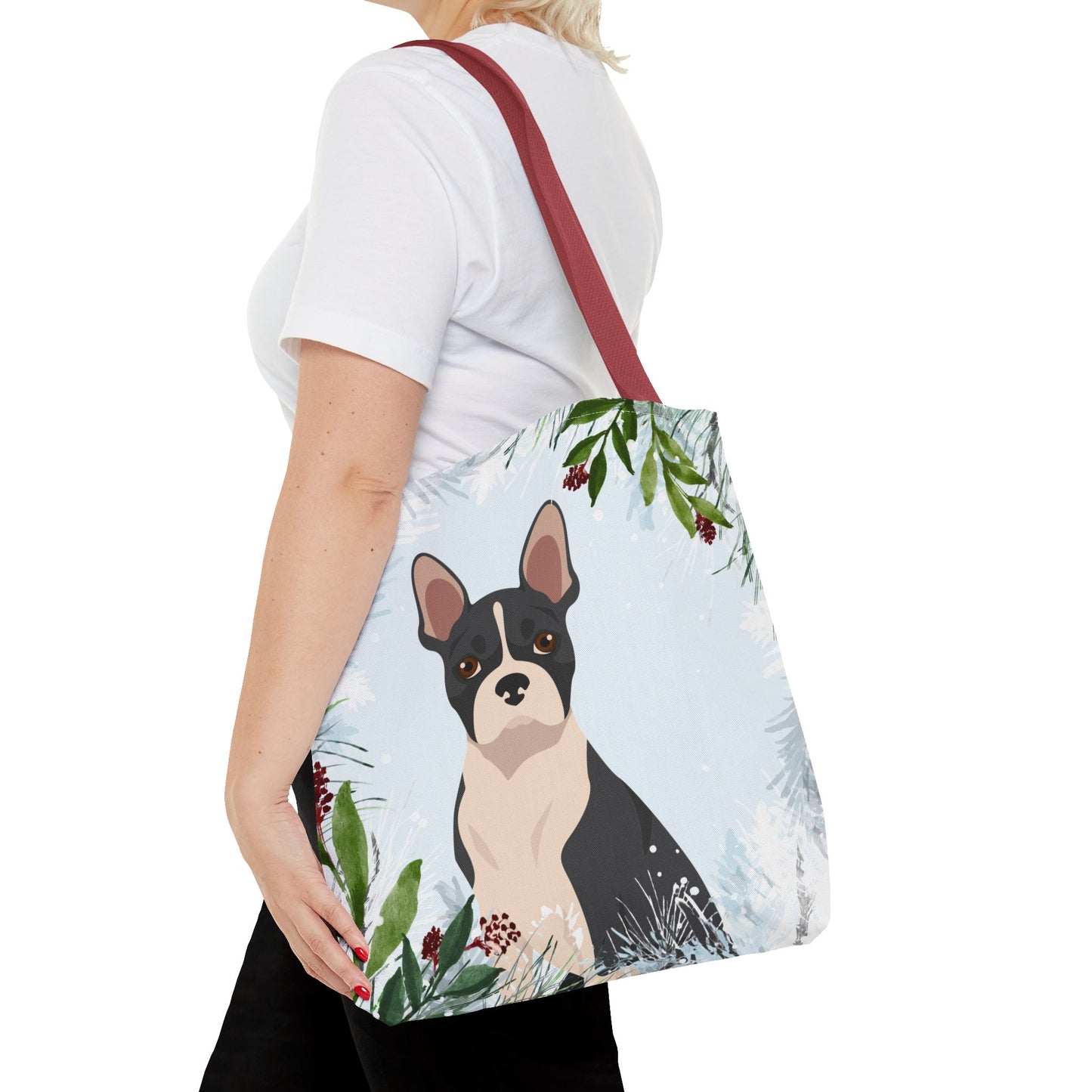 Boston Terrier Dog Christmas Holiday Tote Bag 16x16