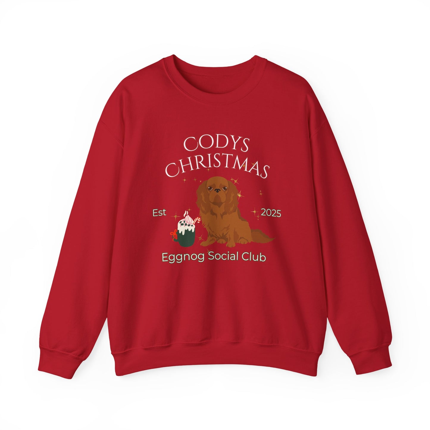 English Toy Spaniel Dog Christmas Social Club Unisex Heavy Blend Crewneck Sweatshirt Custom Name