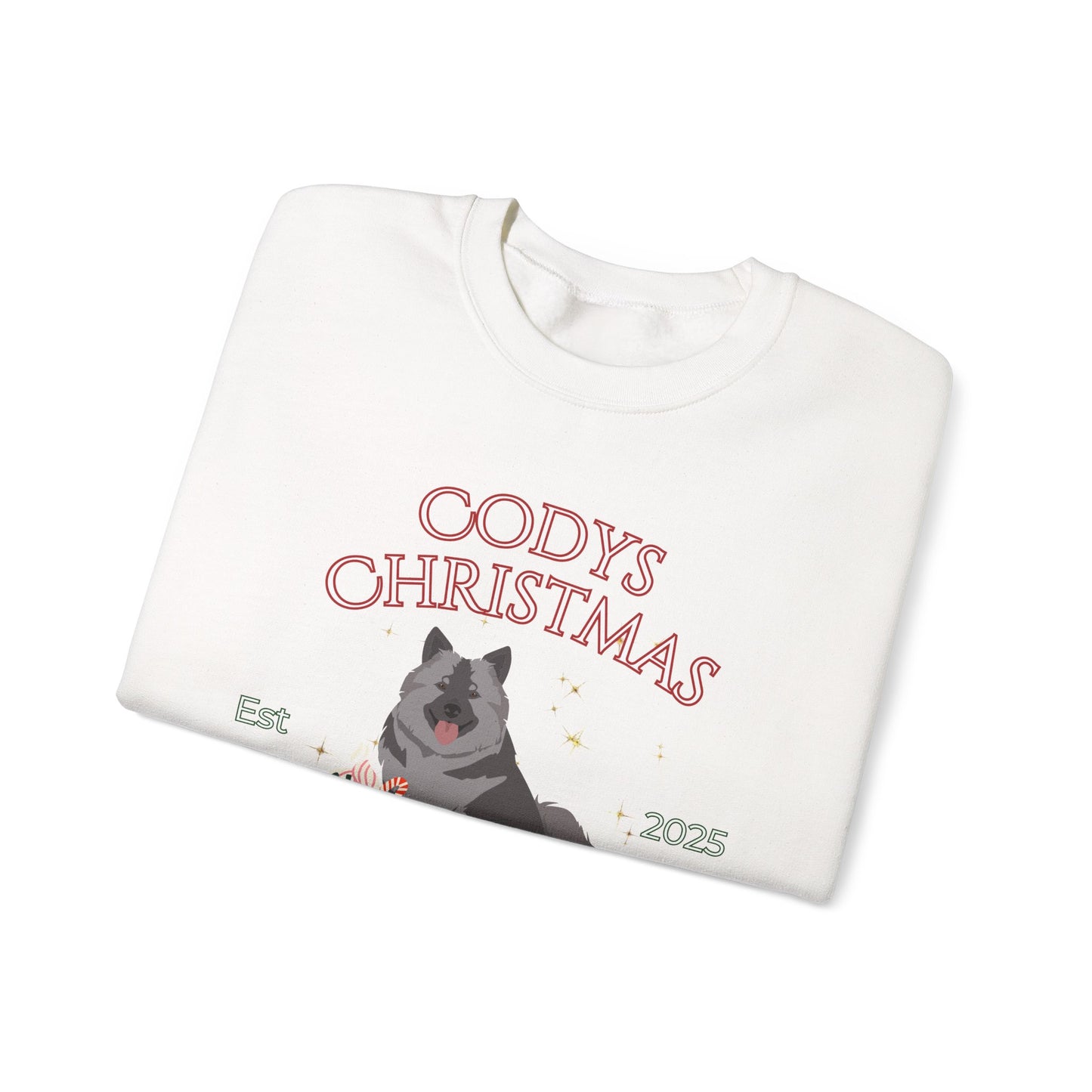 Keeshond Dog Christmas Social Club Unisex Heavy Blend Crewneck Sweatshirt Custom Name