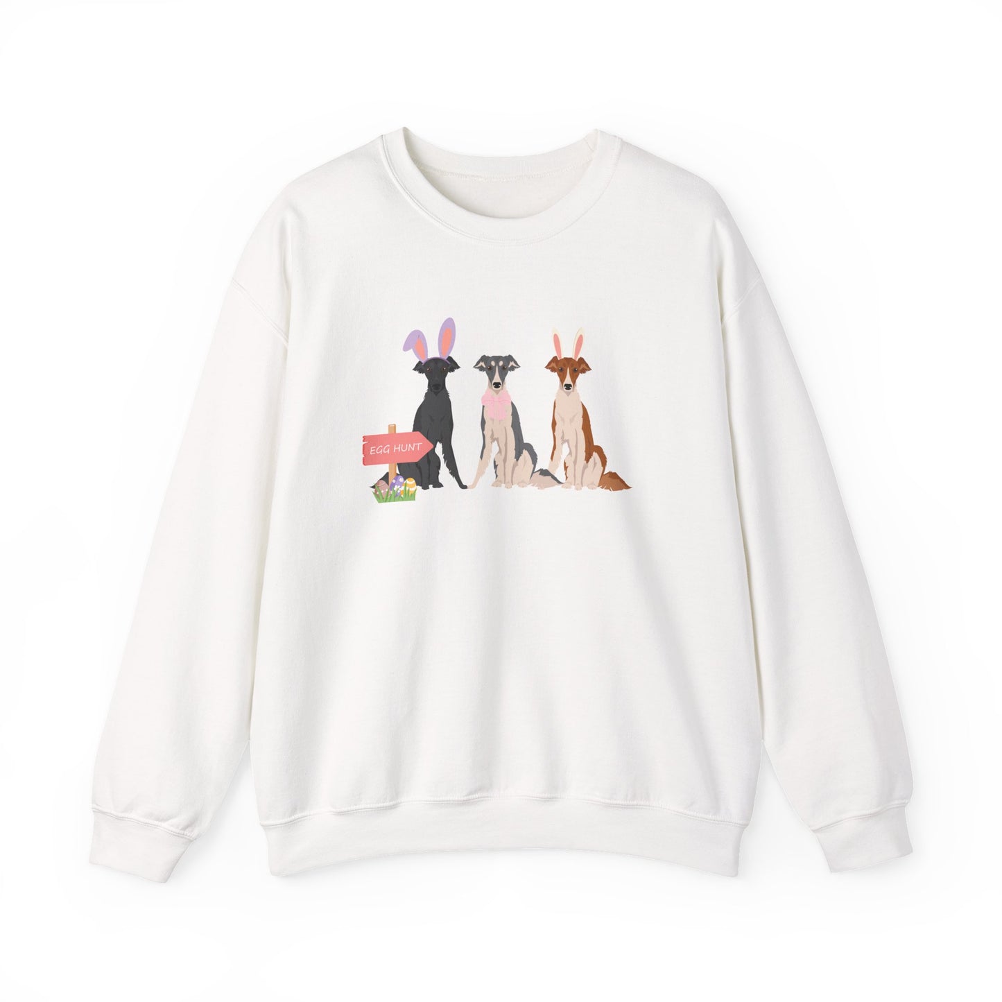 Silken Windhound Dog Easter Unisex Heavy Blend Crewneck Sweatshirt, easter, Cute Dog Mom Gift