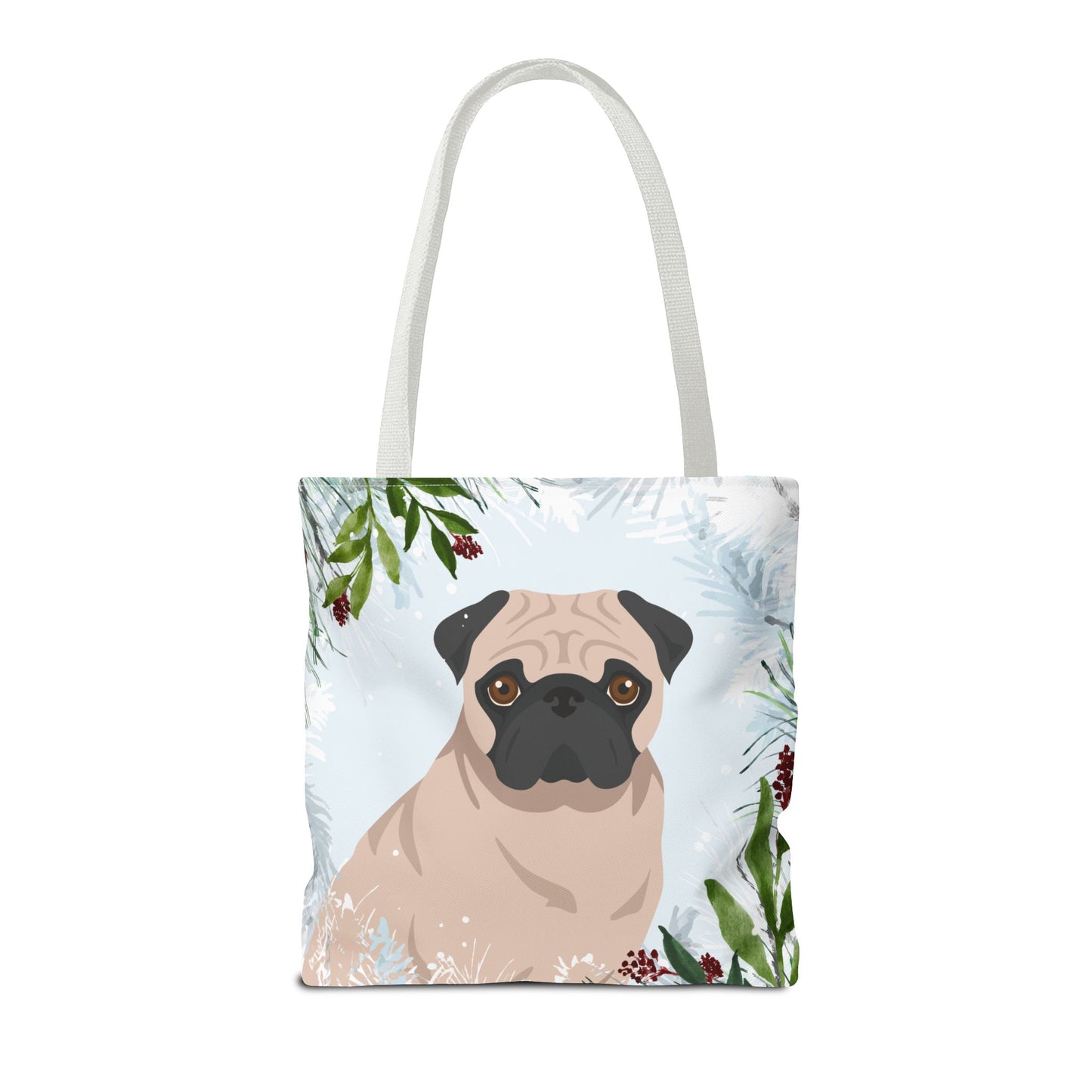 Pug Dog Christmas Holiday Tote Bag 16x16