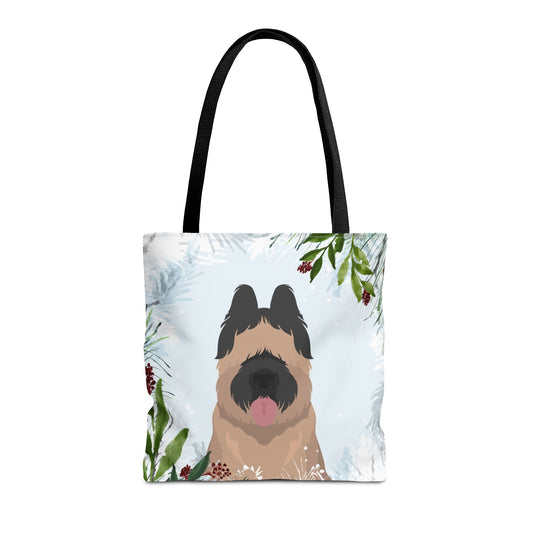 Briard Dog Christmas Holiday Tote Bag 16x16