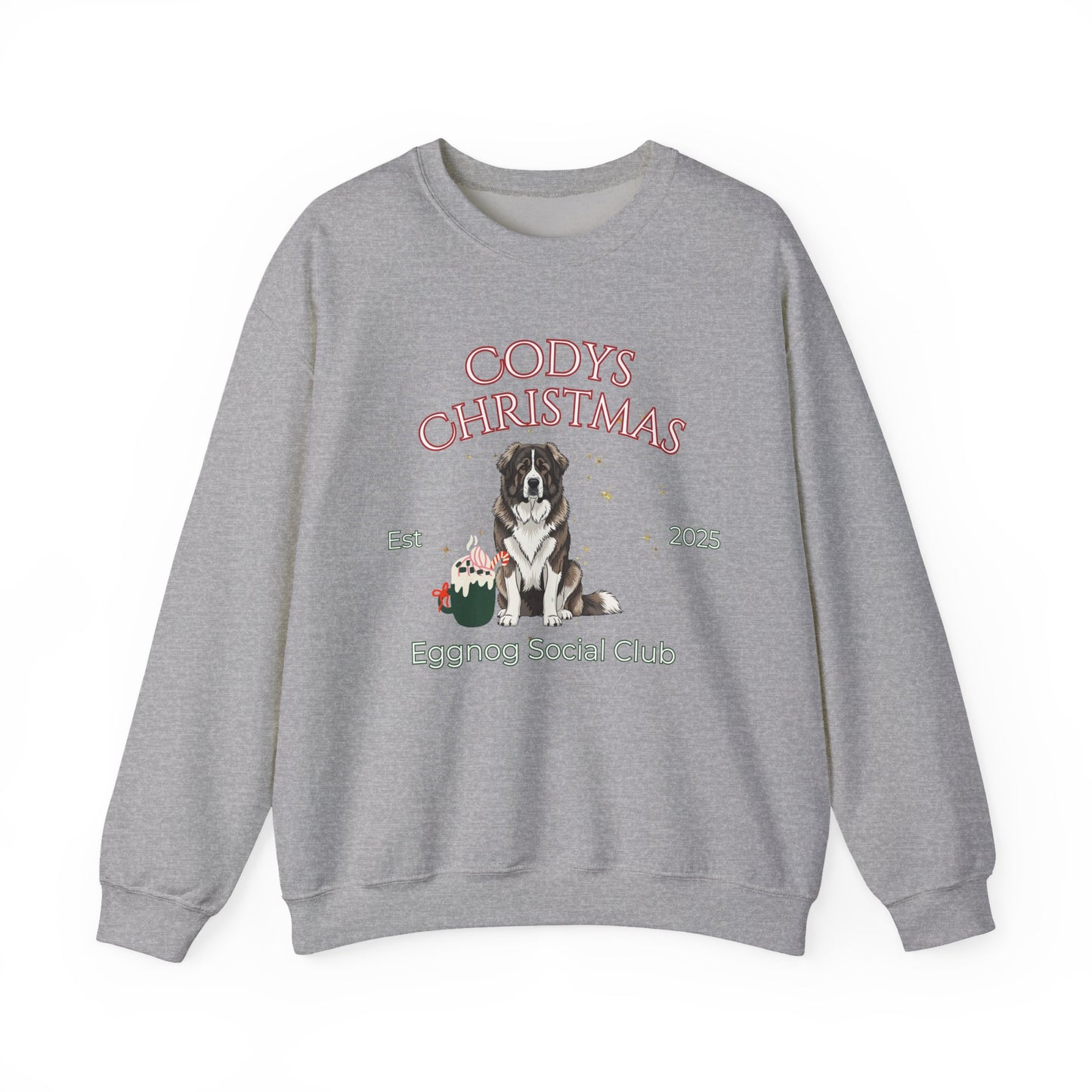 Caucasian Shepherd Dog Christmas Social Club Unisex Heavy Blend Crewneck Sweatshirt Custom Name