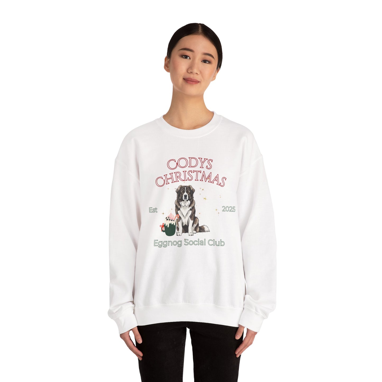 Caucasian Shepherd Dog Christmas Social Club Unisex Heavy Blend Crewneck Sweatshirt Custom Name