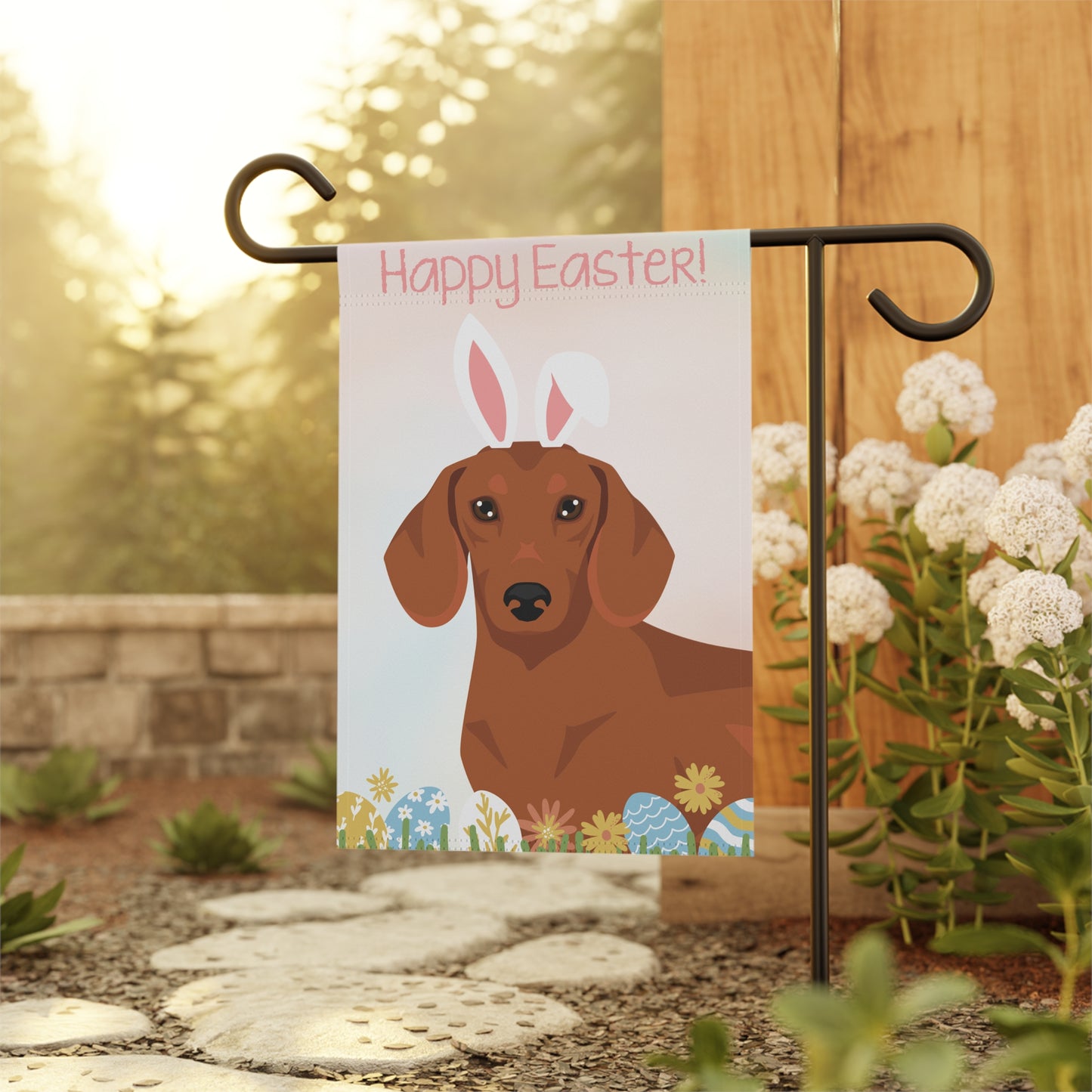 Dachshund Dog Happy Easter Garden Flag