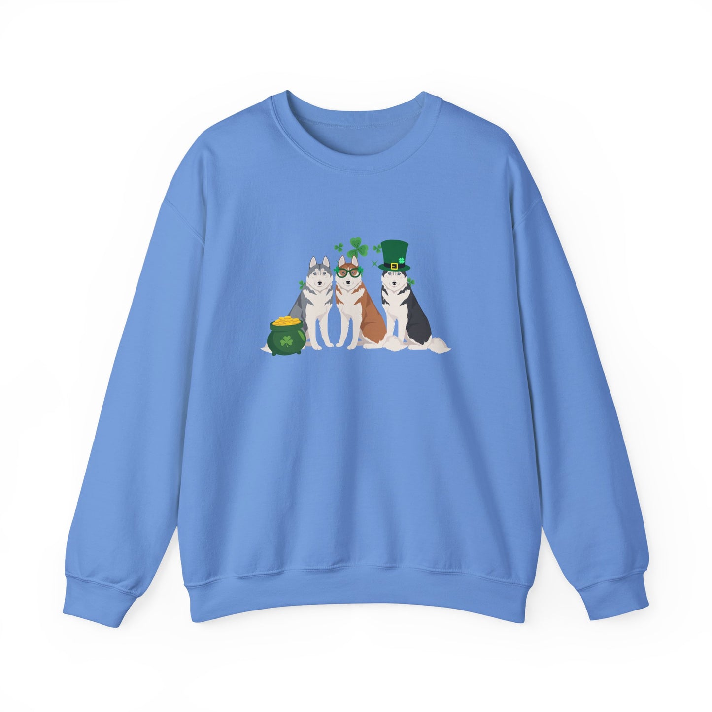 Siberian Husky Dog St Patricks Day Unisex Heavy Blend Crewneck Sweatshirt, St Pattys day, Cute Dog Mom Gift