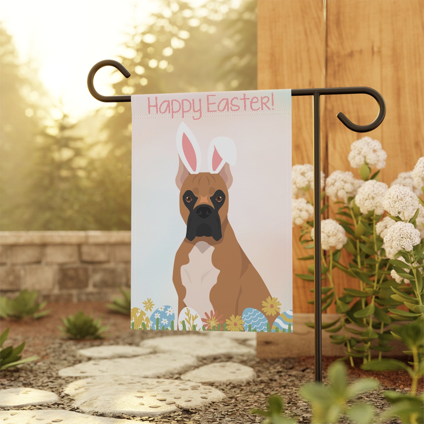Boxer Dog Happy Easter Garden Flag