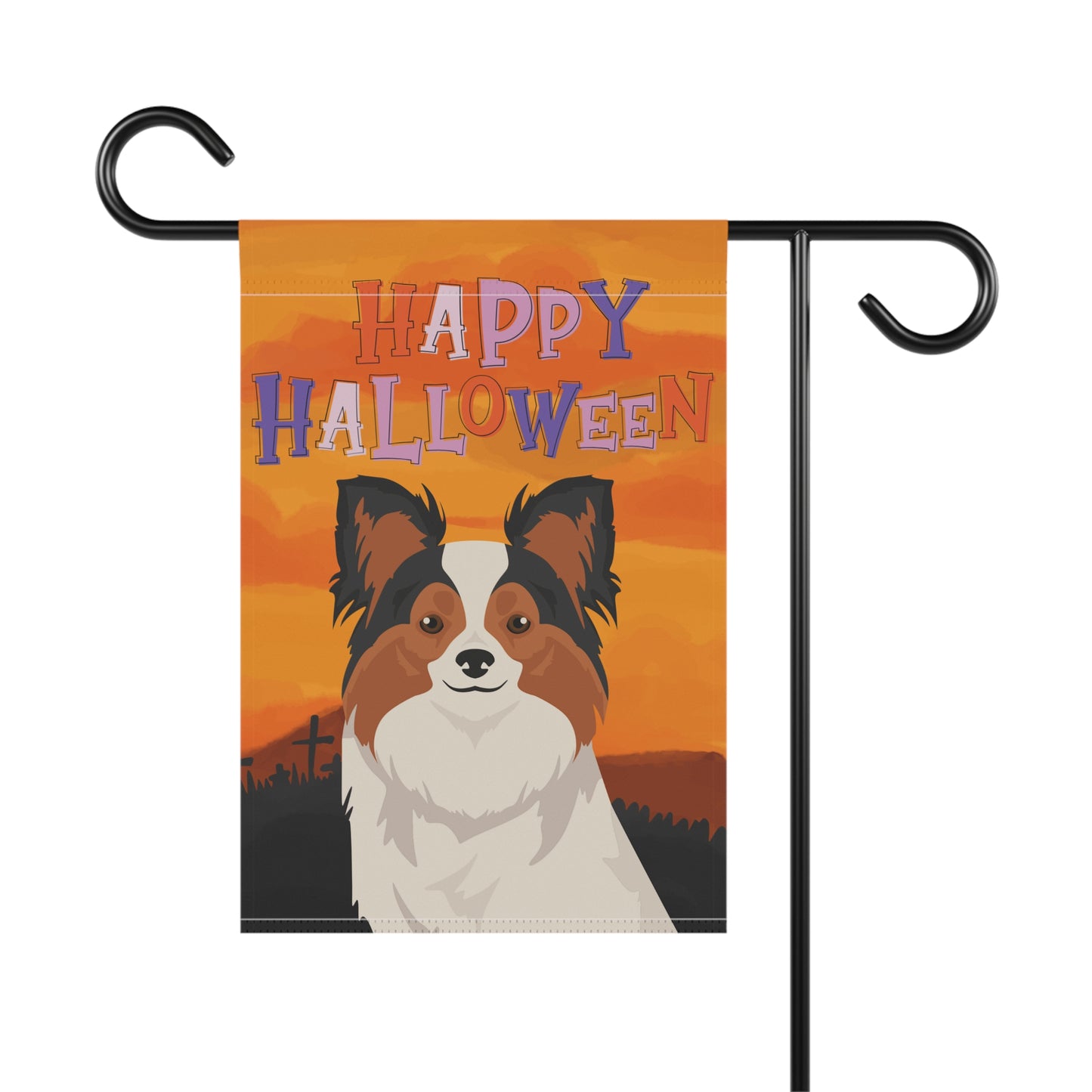 Papillon Dog Halloween Garden Flag