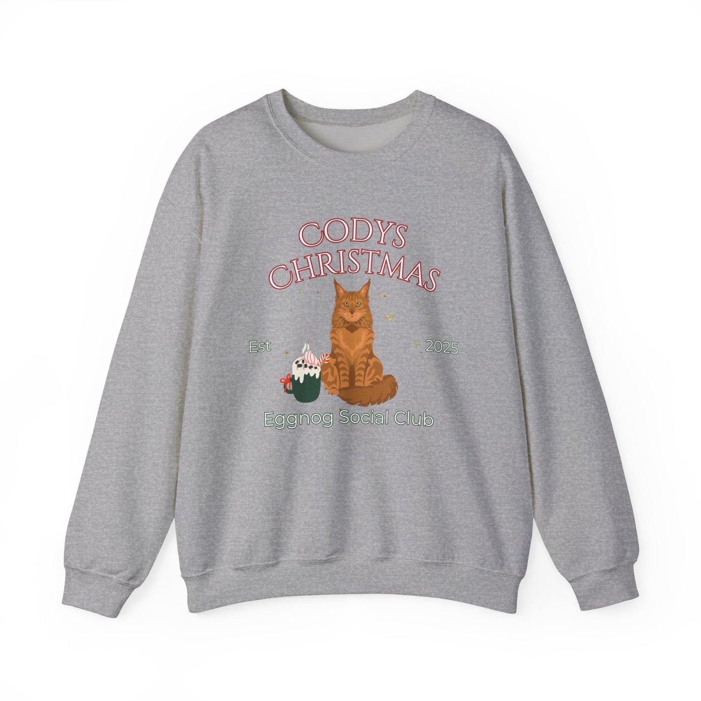 Maine Coon Cat Christmas Social Club Unisex Heavy Blend Crewneck Sweatshirt Custom Name
