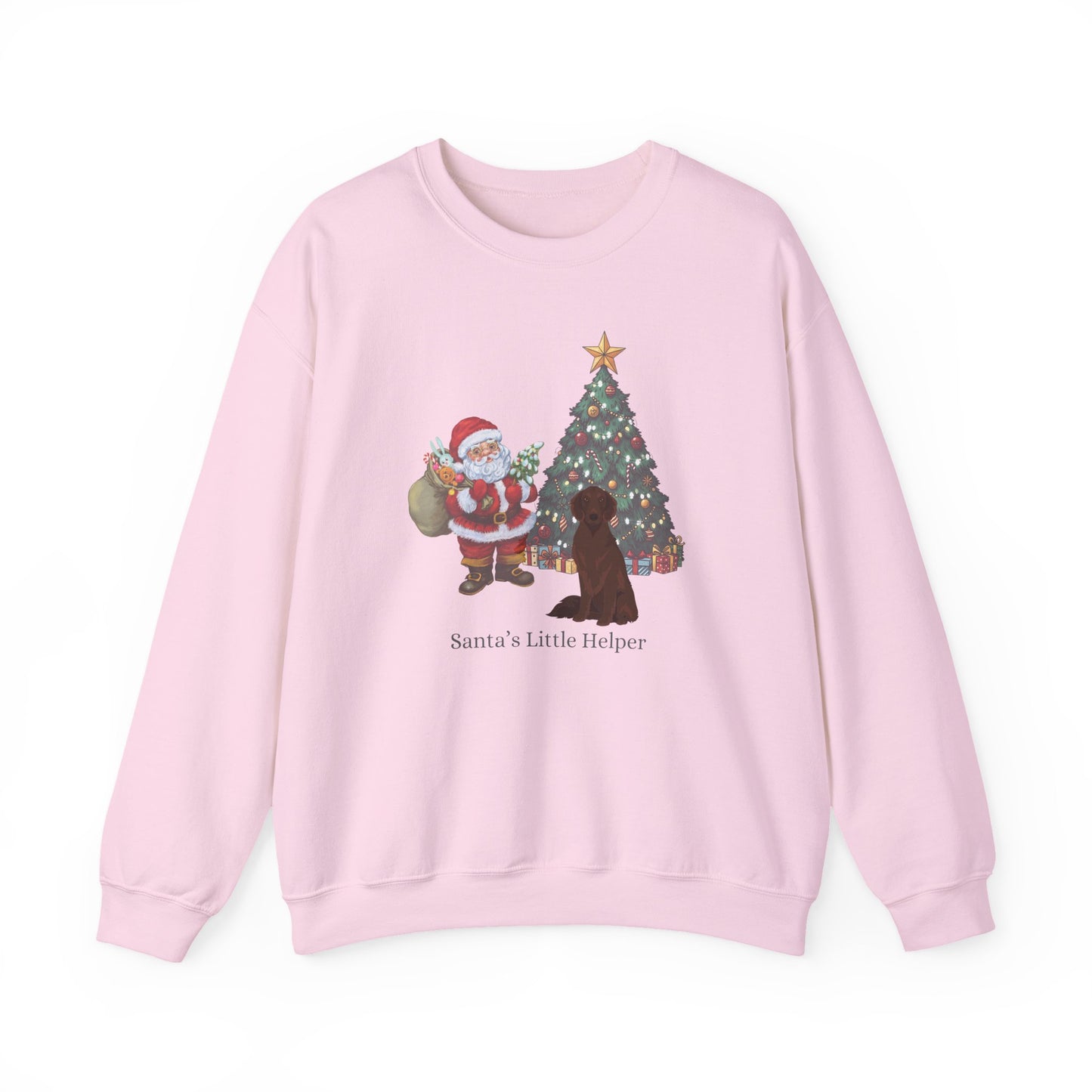 Flat Coated Retriever Dog Santa's Little Helper Unisex Heavy Blend Crewneck Sweatshirt