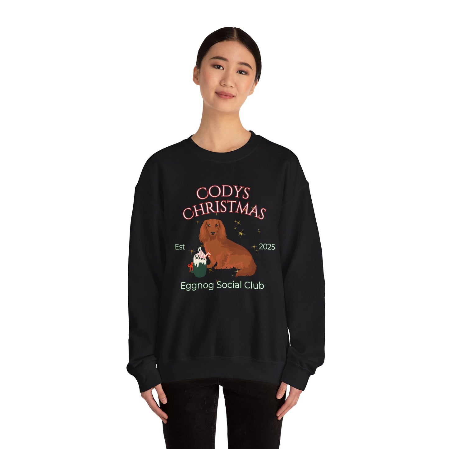 Dachshund Dog Christmas Social Club Unisex Heavy Blend Crewneck Sweatshirt Custom Name