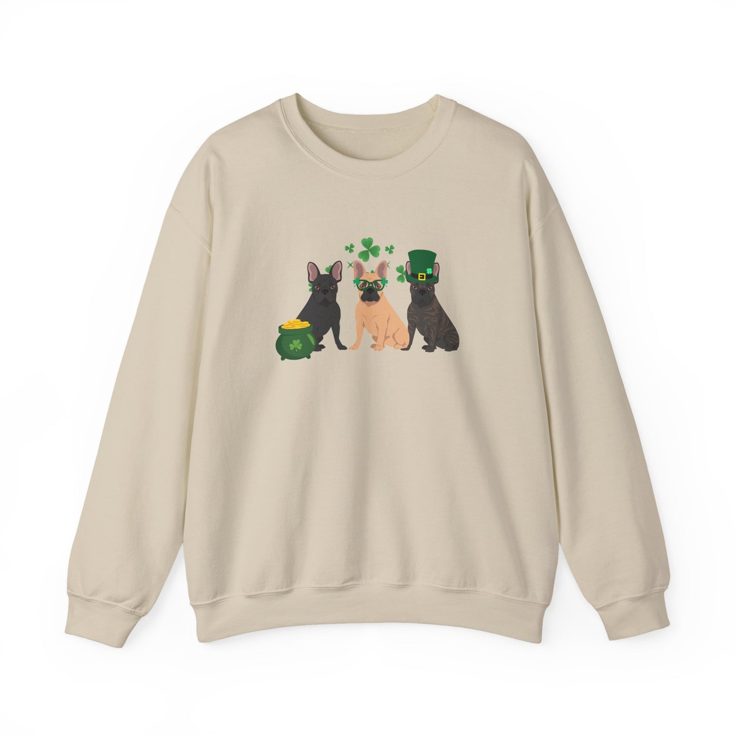 French Bulldog Dog St Patricks Day Unisex Heavy Blend Crewneck Sweatshirt, St Pattys day, Cute Dog Mom Gift