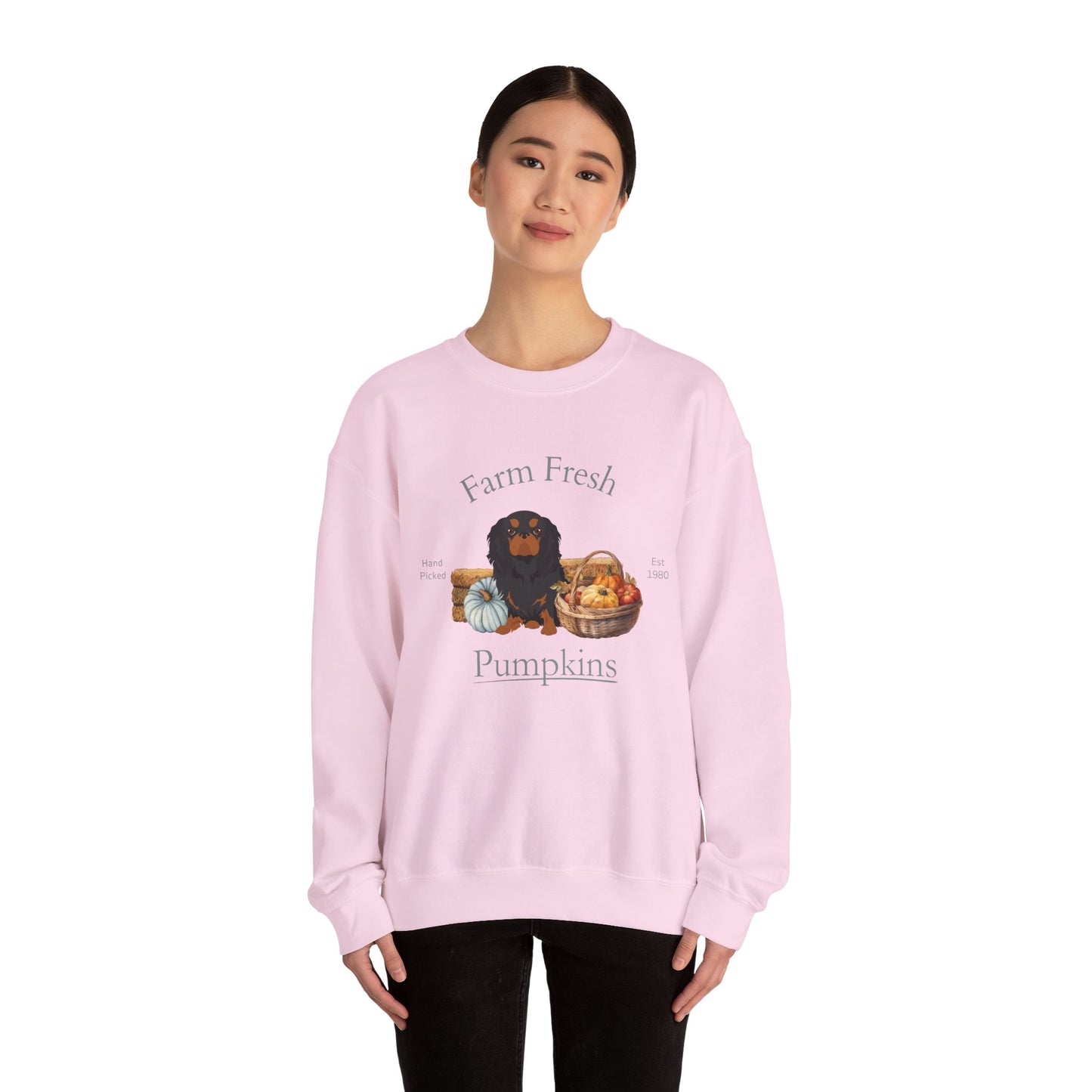 English Toy Spaniel Dog Fall Farm Fresh Unisex Heavy Blend Crewneck Sweatshirt