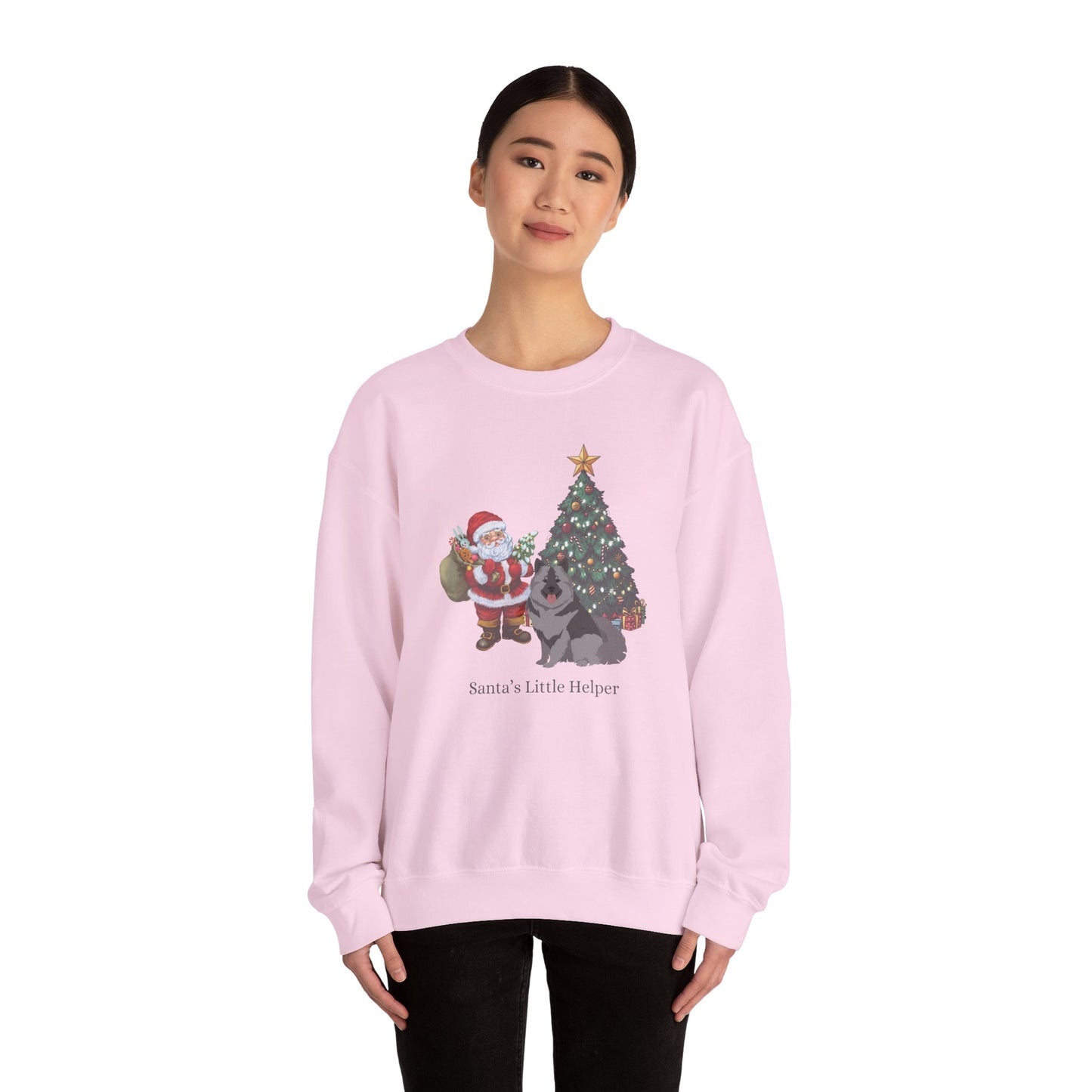 Keeshond Dog Santa's Little Helper Unisex Heavy Blend Crewneck Sweatshirt