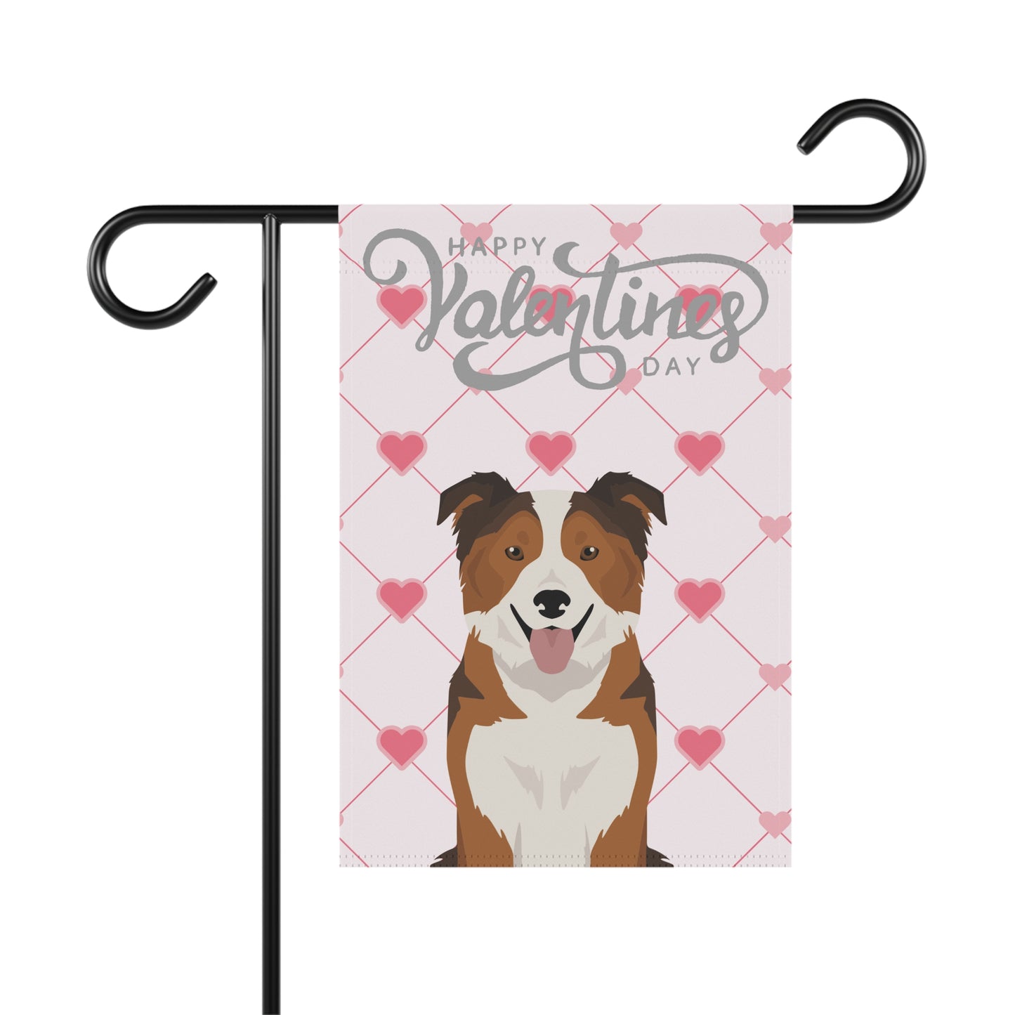 Border Collie Dog Valentines Day Garden Flag