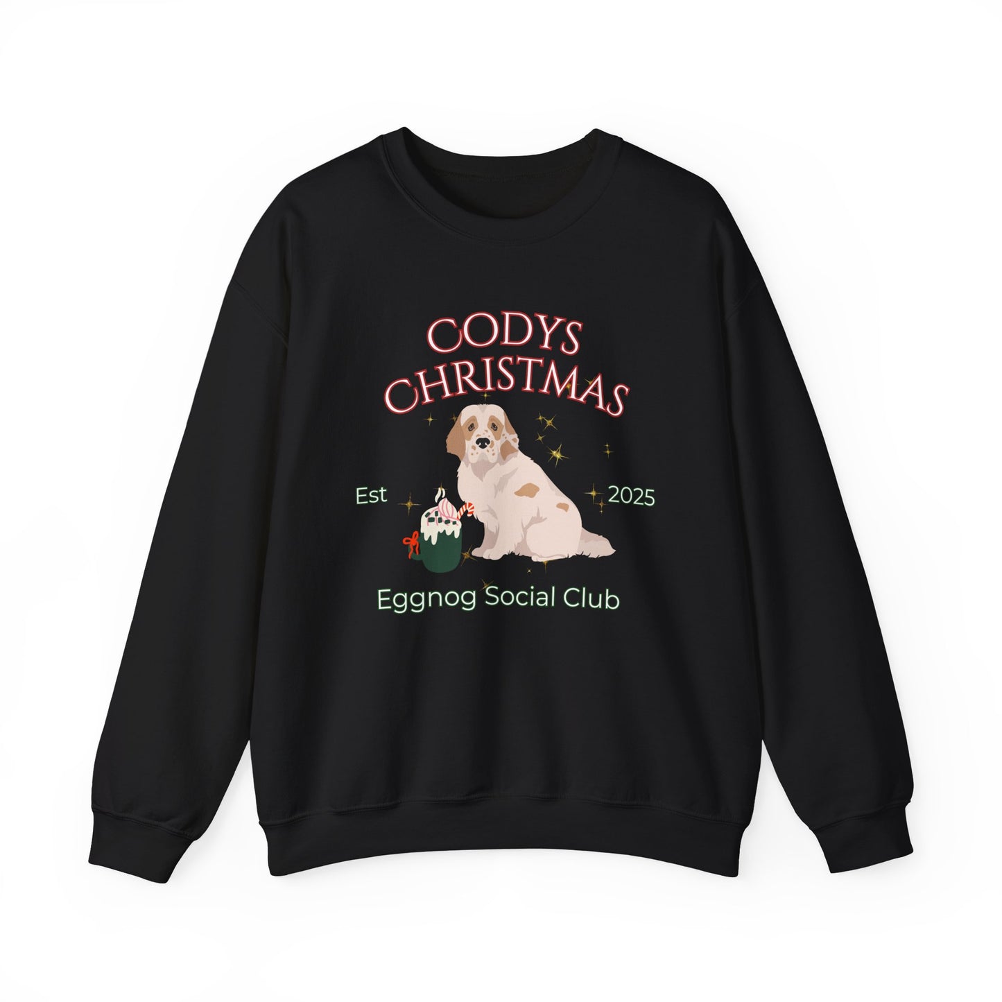 Clumber Spaniel Dog Christmas Social Club Unisex Heavy Blend Crewneck Sweatshirt Custom Name