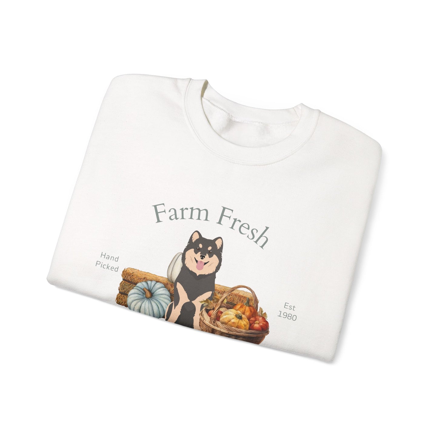 Finnish Lapphund Dog Fall Farm Fresh Unisex Heavy Blend Crewneck Sweatshirt