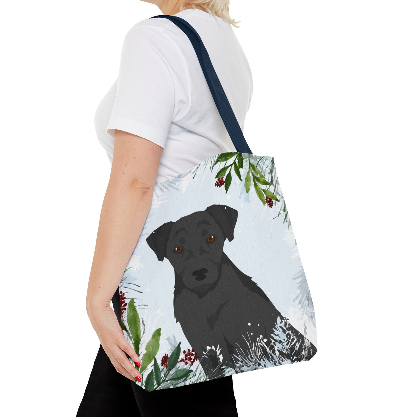 Patterdale Terrier Dog Christmas Holiday Tote Bag 16x16
