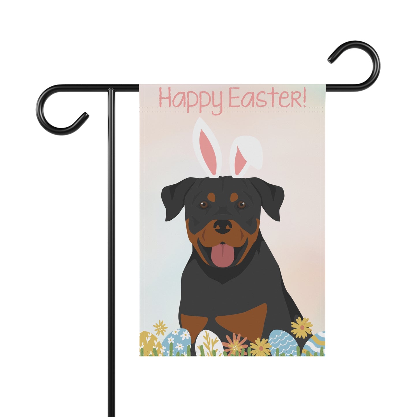 Rottweiler Dog Happy Easter Garden Flag