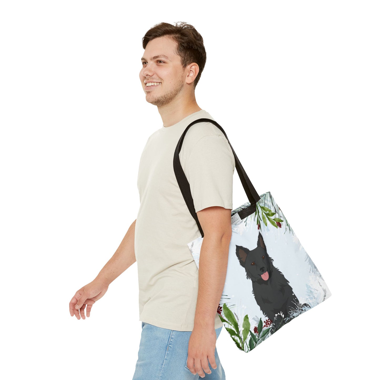 Mudi Dog Christmas Holiday Tote Bag 16x16