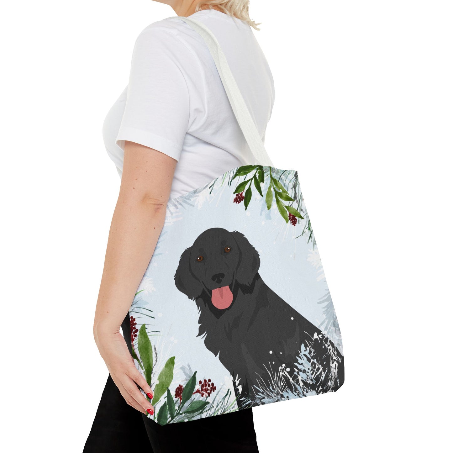 Flat Coated Retriever Dog Christmas Holiday Tote Bag 16x16