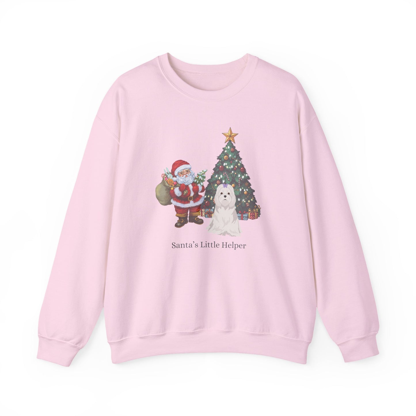 Maltese Dog Santa's Little Helper Unisex Heavy Blend Crewneck Sweatshirt