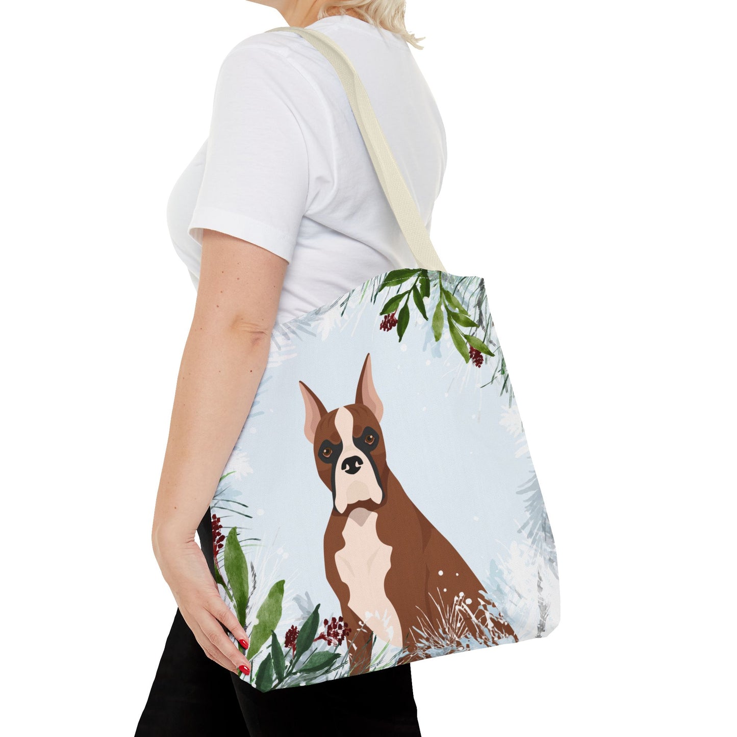 Boxer Dog Christmas Holiday Tote Bag 16x16