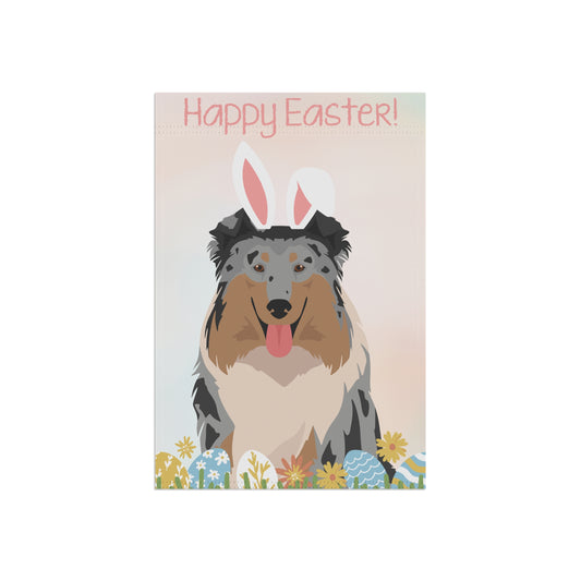 Collie Dog Happy Easter Garden Flag