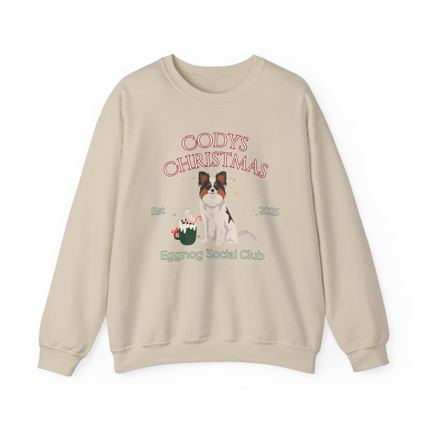 Papillon Dog Christmas Social Club Unisex Heavy Blend Crewneck Sweatshirt Custom Name