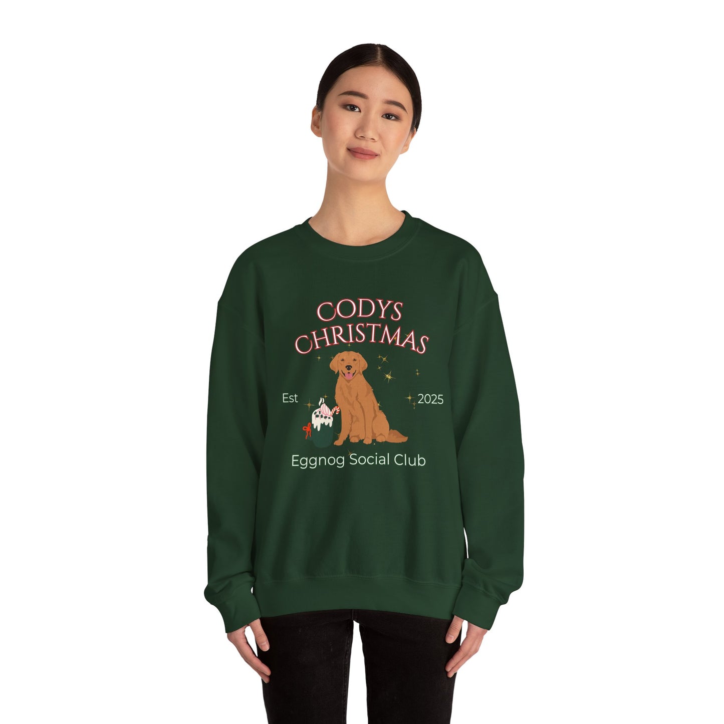 Golden Retriever Dog Christmas Social Club Unisex Heavy Blend Crewneck Sweatshirt Custom Name