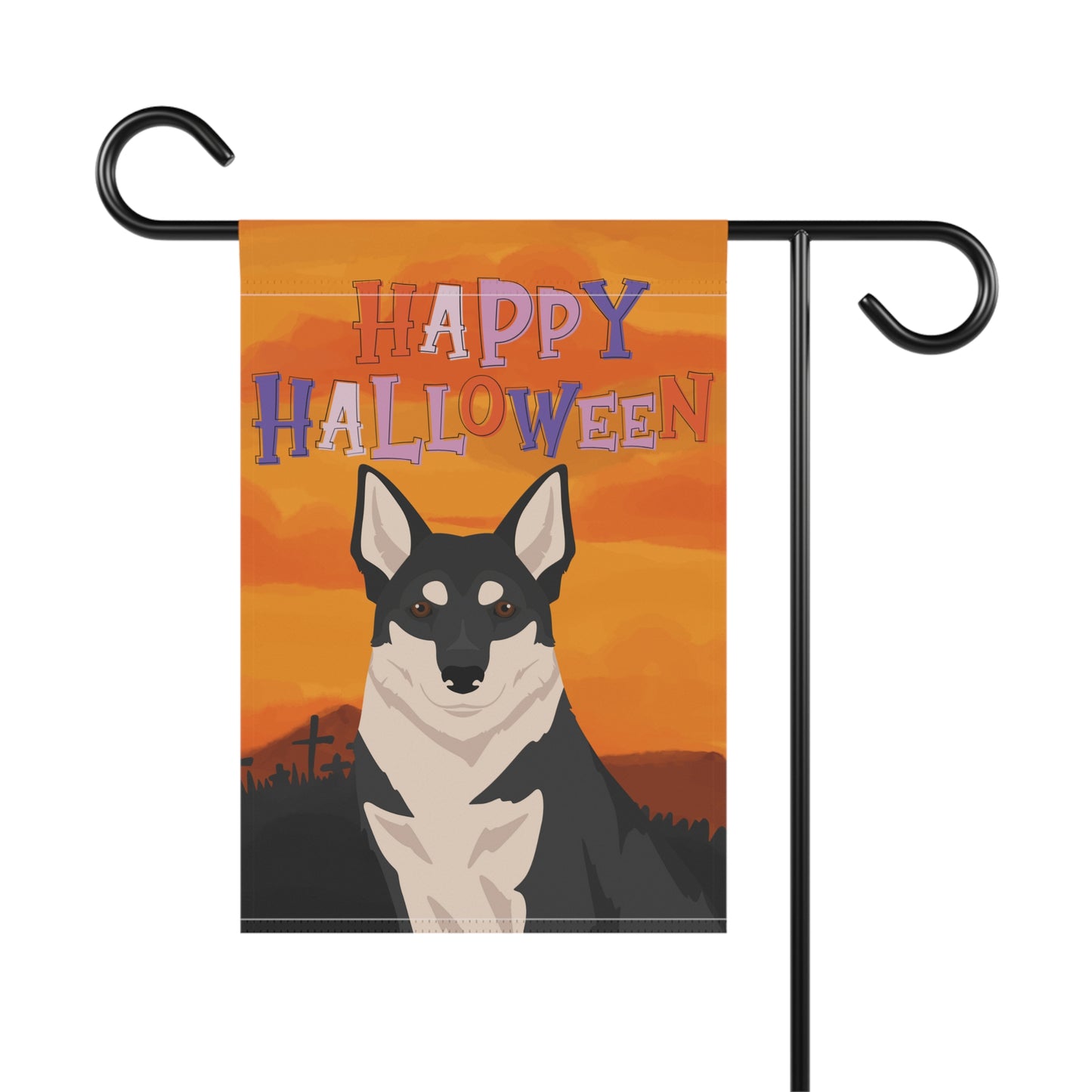 Swedish Elkhound Dog Halloween Garden Flag