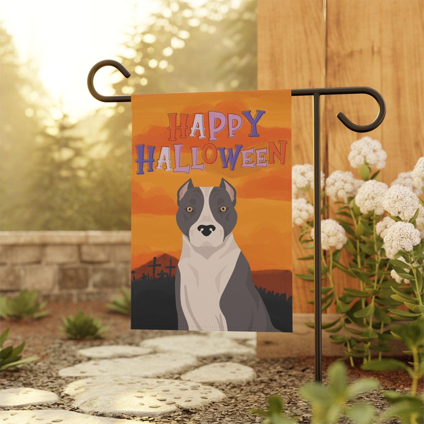 American Staffordshire Terrier Dog Halloween Garden Flag