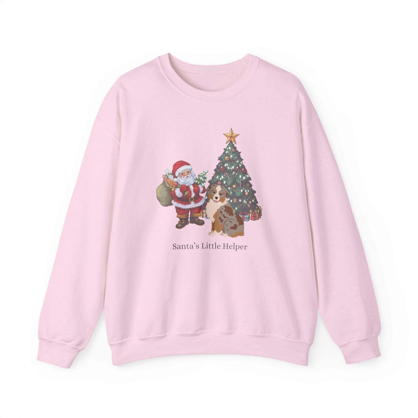 Miniature American Shepherd Dog Santa's Little Helper Unisex Heavy Blend Crewneck Sweatshirt