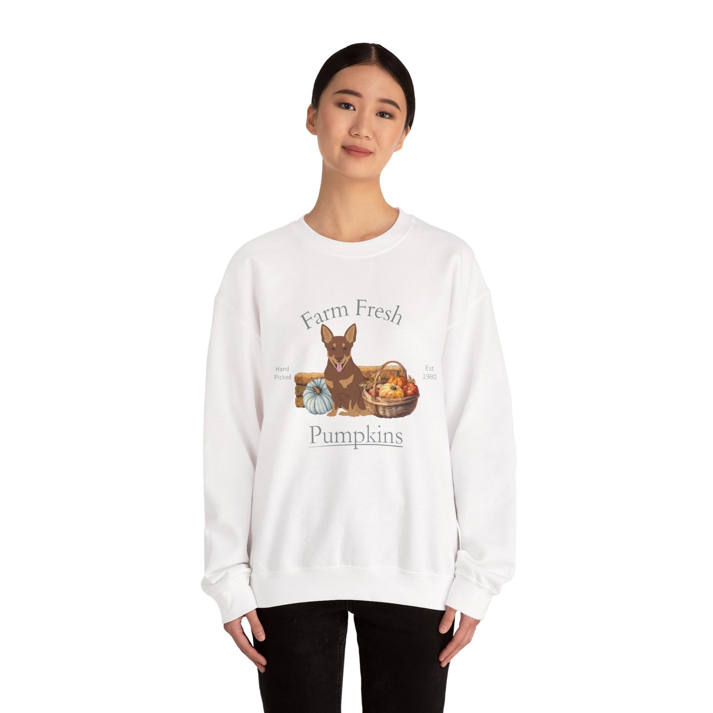 Lancashire Heeler Dog Fall Farm Fresh Unisex Heavy Blend Crewneck Sweatshirt