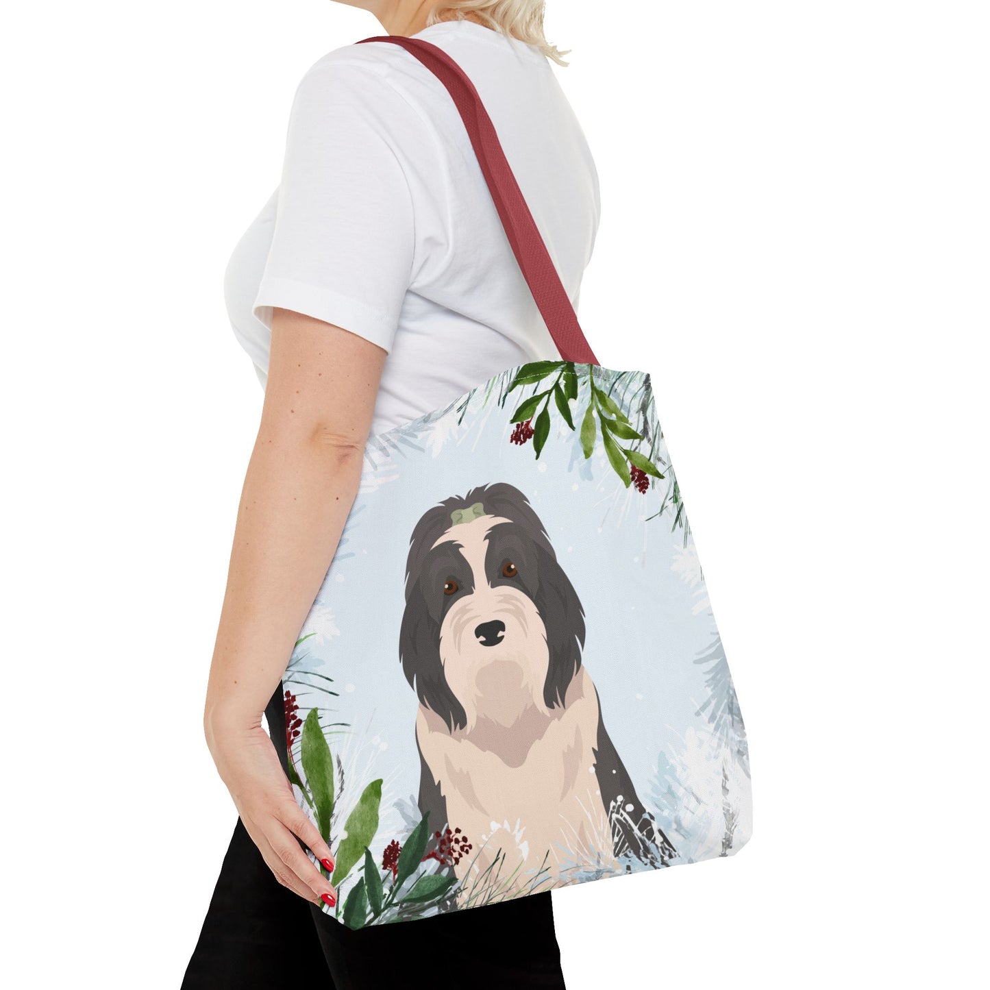 Bearded Collie Dog Christmas Holiday Tote Bag 16x16