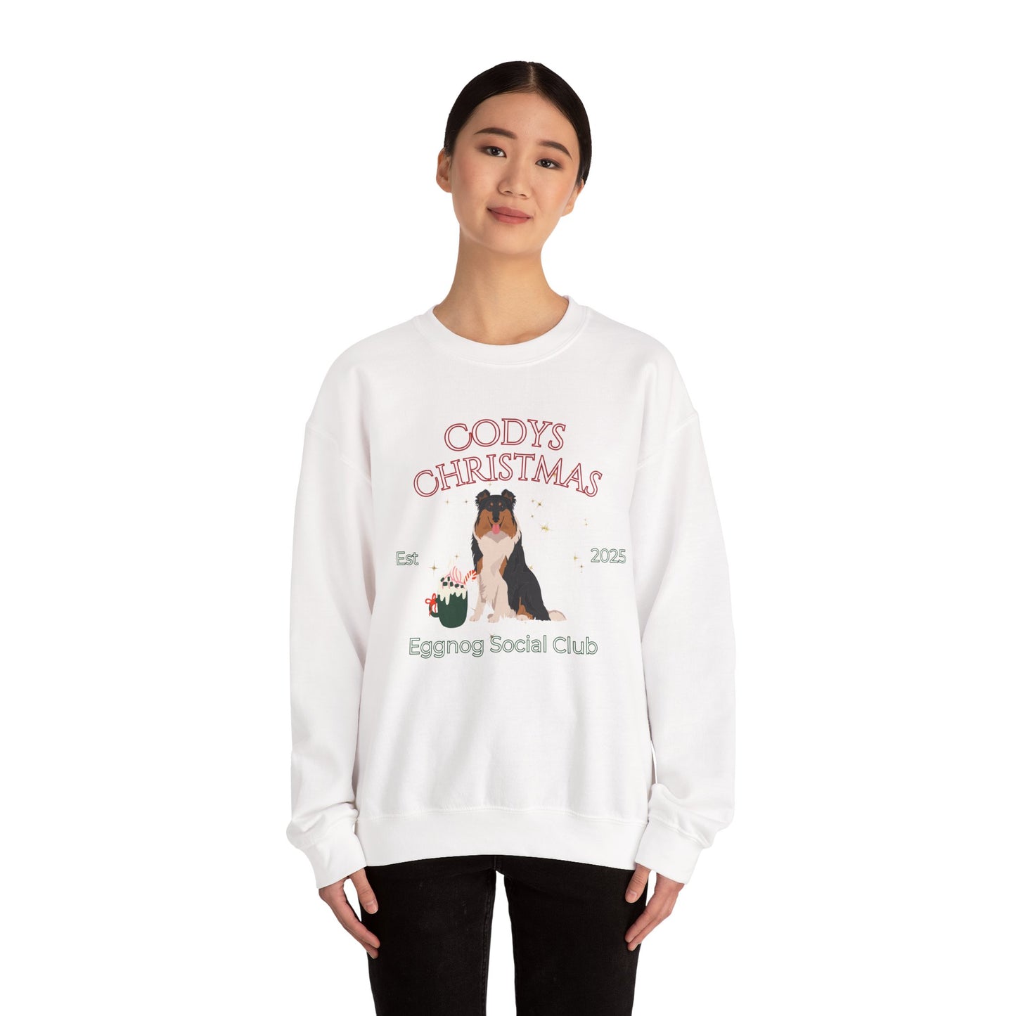 Collie Dog Christmas Social Club Unisex Heavy Blend Crewneck Sweatshirt Custom Name