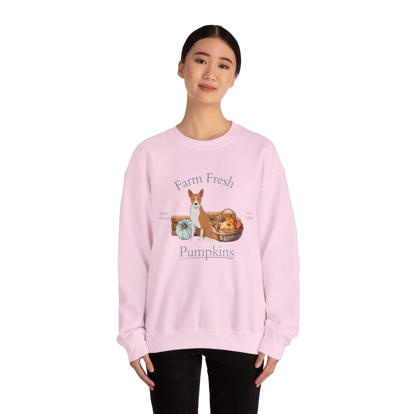 Basenji Dog Fall Farm Fresh Unisex Heavy Blend Crewneck Sweatshirt